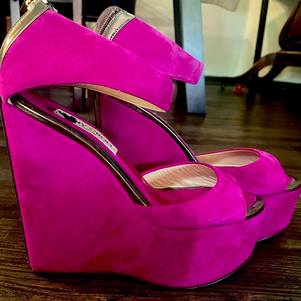 Magenta Jimmy Choo wedges!!! Authentic